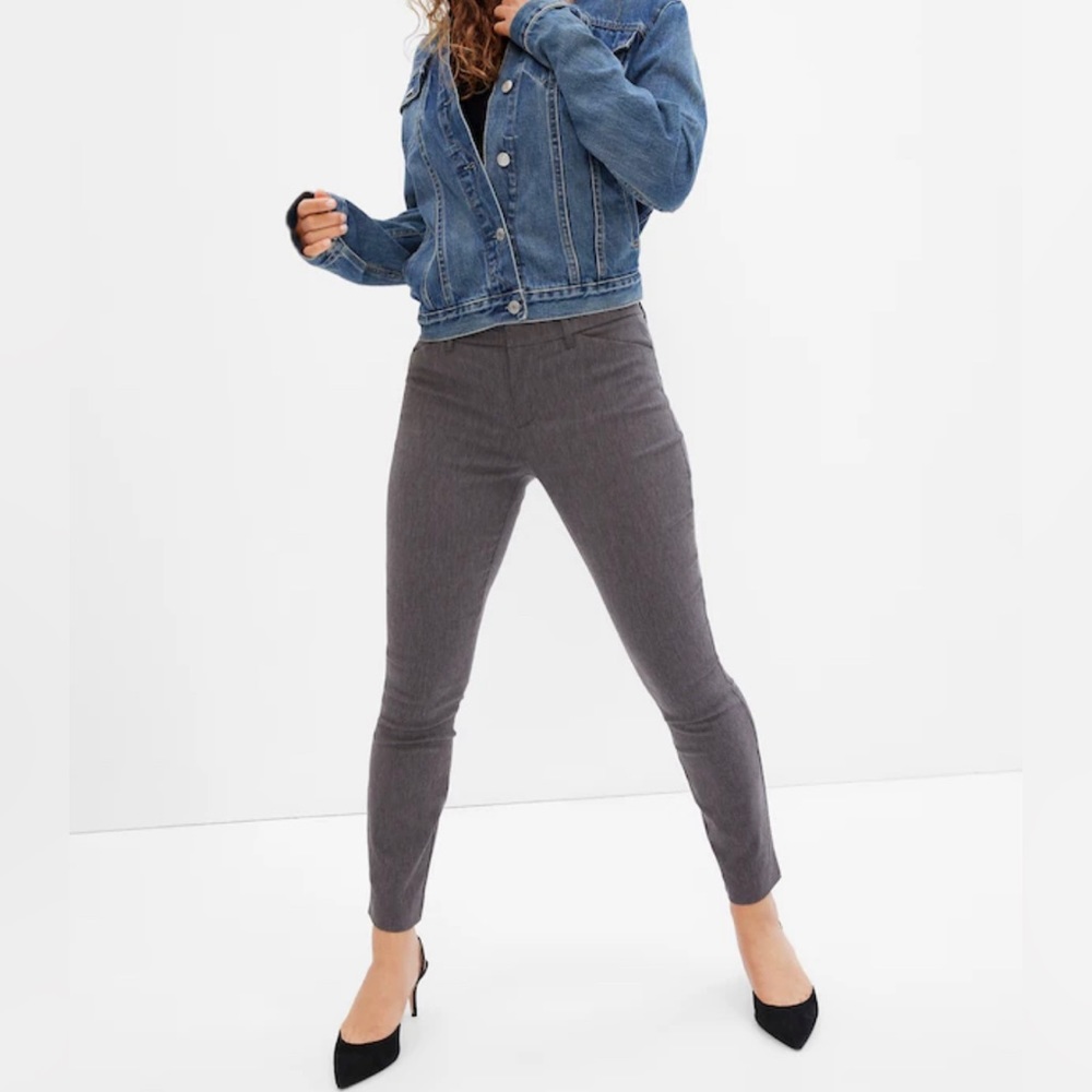 Heather gray dress pants, high rise, skinny, ankle-length